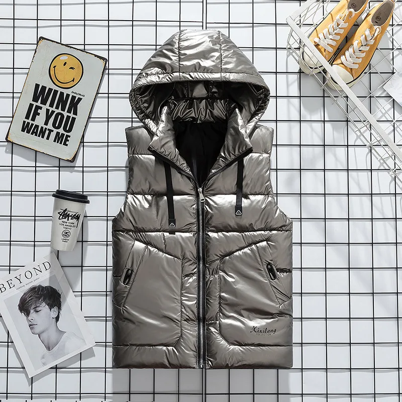 Bright Down Vest Jacket For Mens Outdoor Windproof Warm Sleeveless Coats Autumn Winter Casual Waistcoat Hooded Padded Vests
Bright Down Vest Jacket For Mens Outdoor Windproof Warm Sleeveless Coats Autumn Winter Casual Waistcoat Hooded Padded Vests