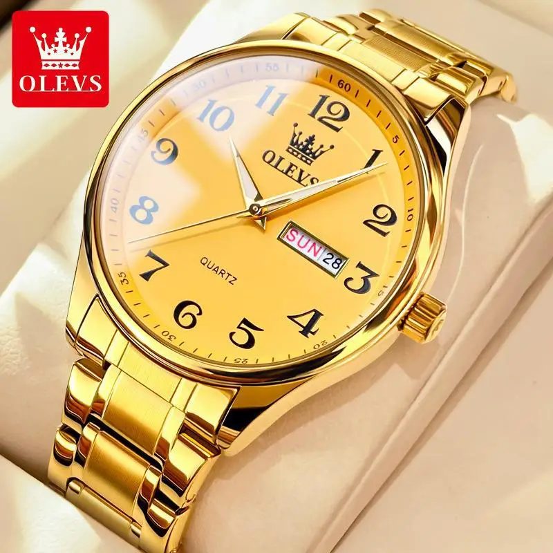 

Мужские кварцевые наручные часы ведущей марки OLEVS 5567, водонепроницаемые часы с браслетом из нержавеющей стали и датой, модные деловые кварцевые часы для мужчин