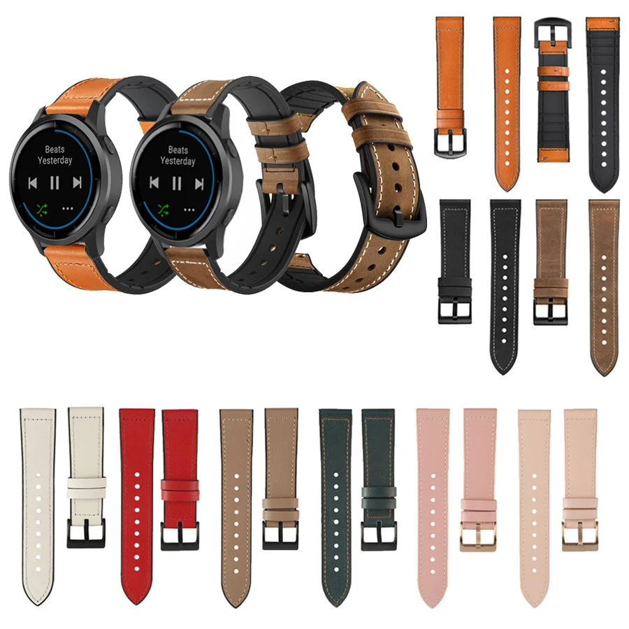 20mm 22mm Watchbands For Garmin Venu 3 / Sq 2 / Vivoactive 3 4 / Forerunner 245 645 255 265 55 Genuine Leather Silicone Strap 
20mm 22mm Watchbands For Garmin Venu 3 / Sq 2 / Vivoactive 3 4 / Forerunner 245 645 255 265 55 Genuine Leather Silicone Strap