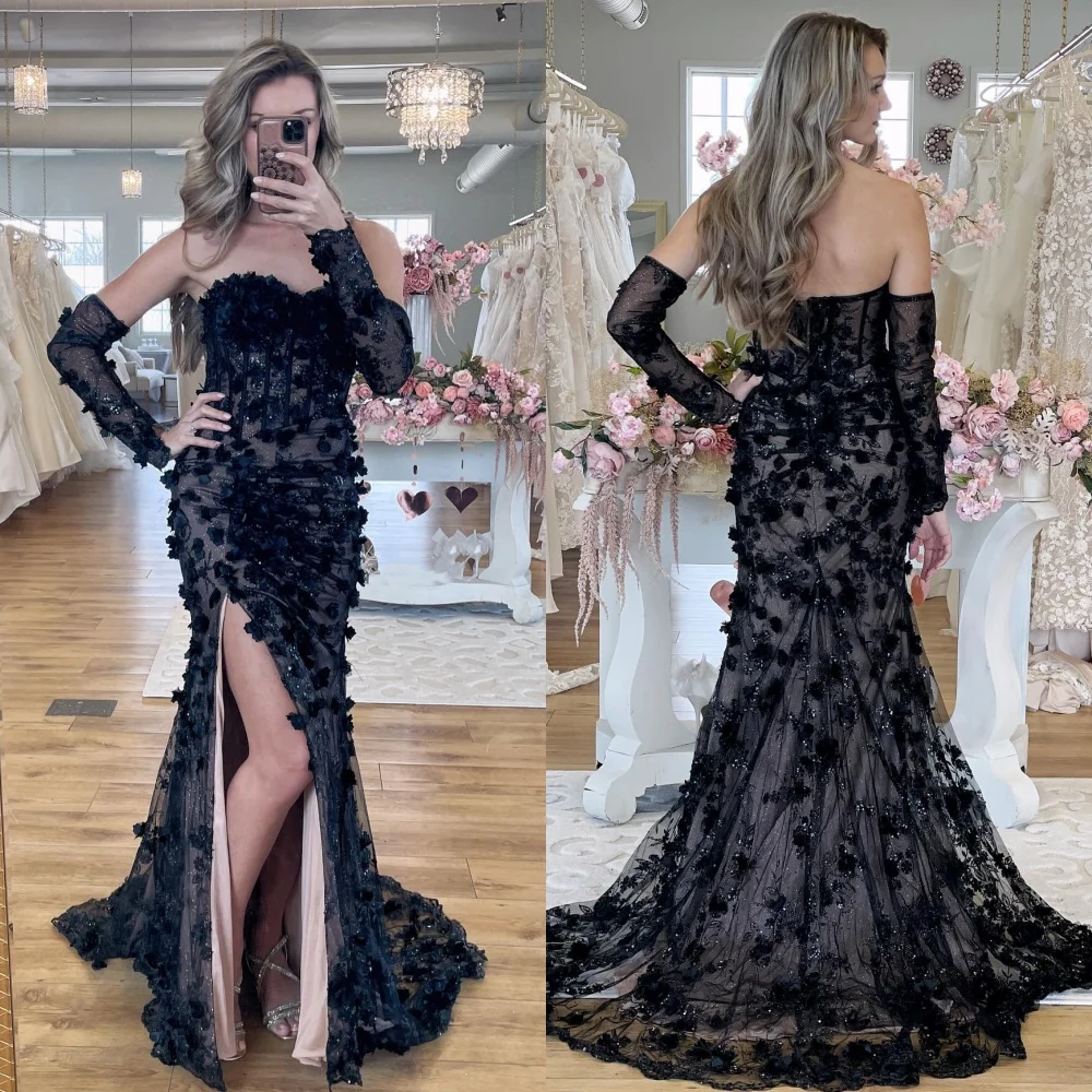 

Prom Dress Evening Saudi Arabia Organza Applique Draped Pleat Celebrity Mermaid Strapless Bespoke Occasion Gown Long Dresses