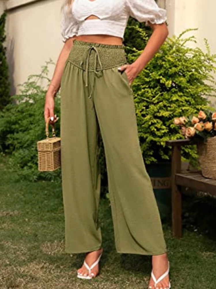 Women Fashion High Waist Straight Pants Loose Casual Solid Color Work Trousers Female Chic Elastic Waist Design Office Pant
Women Fashion High Waist Straight Pants Loose Casual Solid Color Work Trousers Female Chic Elastic Waist Design Office Pant