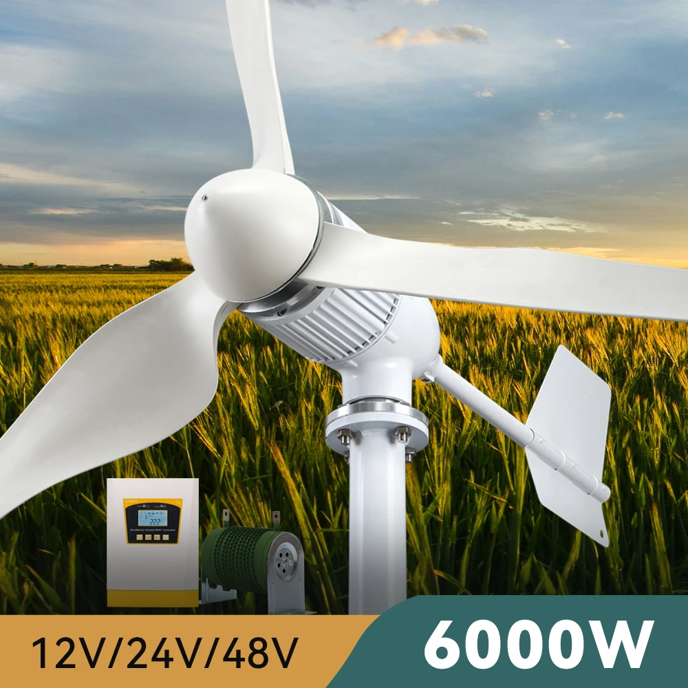 EU Duty Free 6000w Wind Generator Turbine 3 Blades 12v 24v 48v With Mppt Hybrid Charge Controller Windmills For Home Use
EU Duty Free 6000w Wind Generator Turbine 3 Blades 12v 24v 48v With Mppt Hybrid Charge Controller Windmills For Home Use