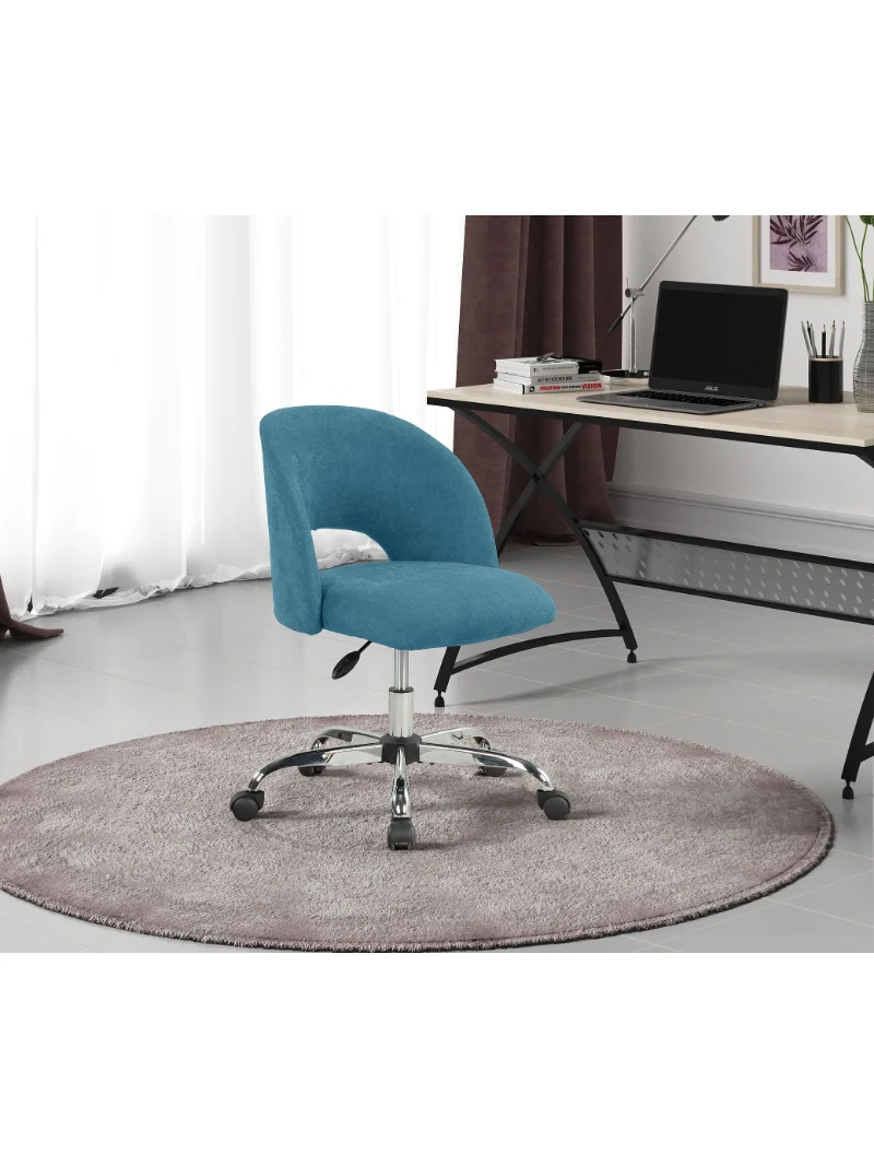 

Mainstays Fabric Upholstered Open Back Office Chair with Casters, Teal for Teens and Adults