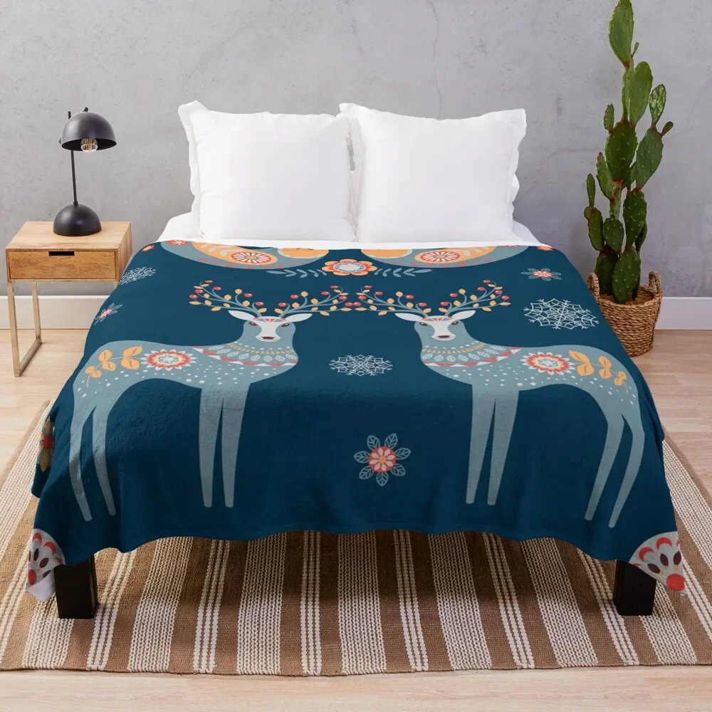 

Nordic Winter Blue Throw Blanket Decorative Sofa Soft Beds Bed linens Giant Sofa Blankets
