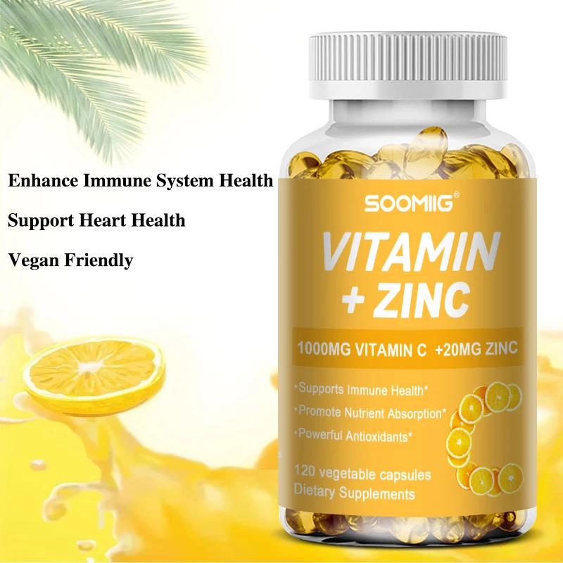 Soomiig Vitamin C 1000 Mg Tablets with Zinc Ascorbic Acid & Bioflavonoids, Antioxidants, Immune Support Vegan Friendly
Soomiig Vitamin C 1000 Mg Tablets with Zinc Ascorbic Acid & Bioflavonoids, Antioxidants, Immune Support Vegan Friendly