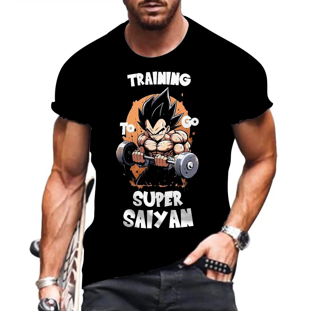 

Shirt Male Vegeta Summer Gym T-shirt Man Dragon Ball Z Clothes Men Goku High Street 2024 Harajuku Style 3D Print Couple Outfit