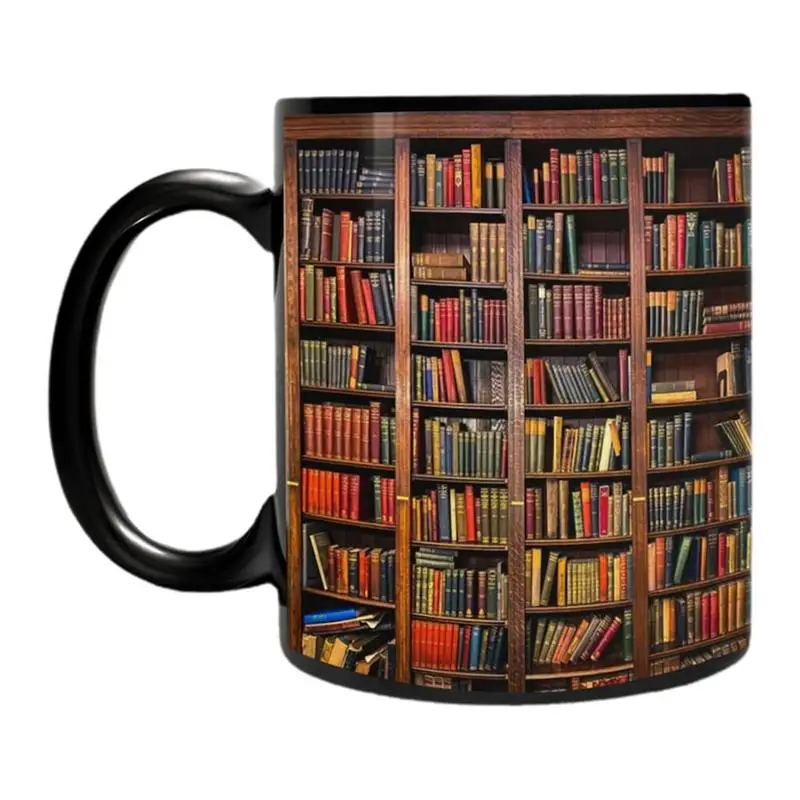

3D Effect Library Bookshelf Mug Creative Space Ceramic Coffee Mugs Multi-Purpose Mugs 350ml Bookworm Mug For Women Men Bookish