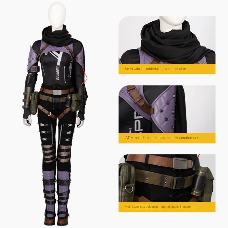 

Game Apex Wraith Cosplay Costume Renee Blasey Evil Skin With Scarf Battle Suit With Accessories Halloween Carnival Outfit