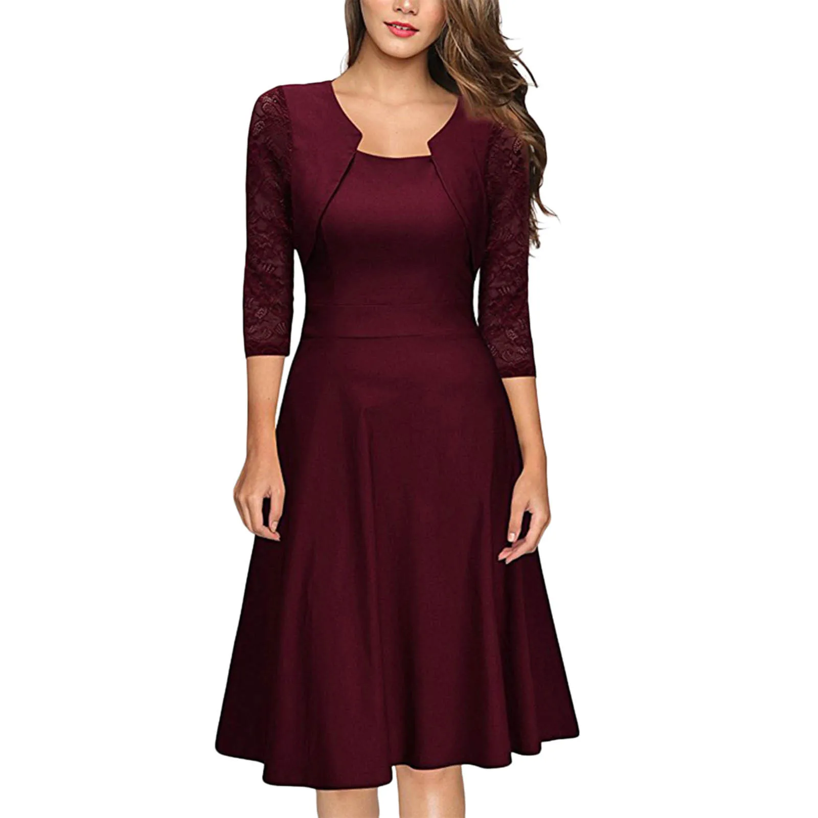 Long Sleeve Dress For Women Casual Solid Color Transparent Lace Embroidery Sleeve A-Line Black Dress Elegant Homecoming Dress
Long Sleeve Dress For Women Casual Solid Color Transparent Lace Embroidery Sleeve A-Line Black Dress Elegant Homecoming Dress