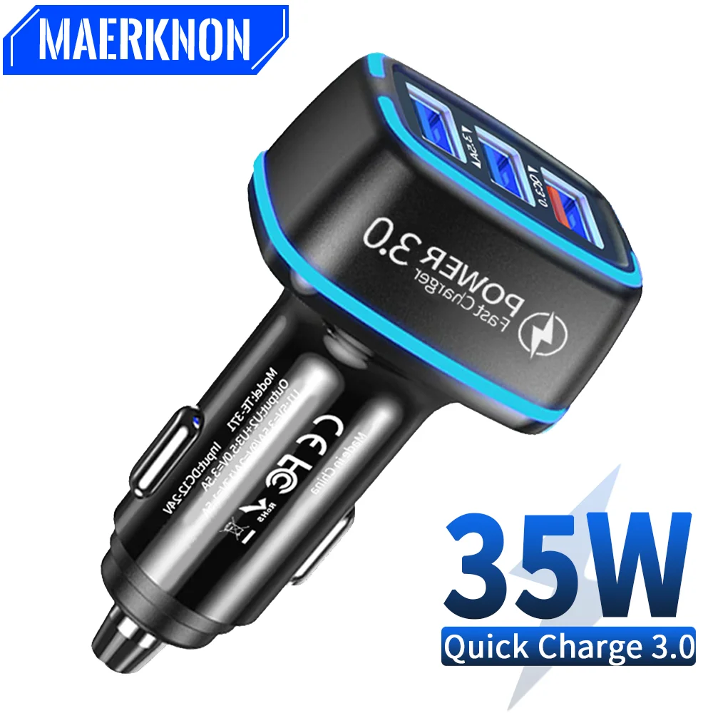 USB Car Charger 35W 3 Port Quick Charge 3.0 Car Charge Mobile Phone Charger Fast Charging Adapter For iPhone Samsung Xiaomi POCO
USB Car Charger 35W 3 Port Quick Charge 3.0 Car Charge Mobile Phone Charger Fast Charging Adapter For iPhone Samsung Xiaomi POCO