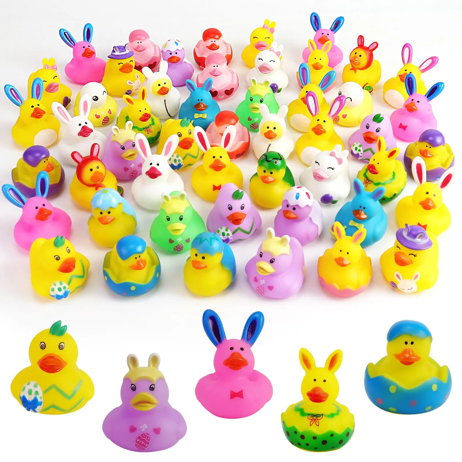 20/40/60pcs Easter Rubber Ducks, Mini 2.1 Inch Bunny Rubber Duckies Toys Assorted Float Duck Bulk for Party Favor 20/40/60pcs Easter Rubber Ducks, Mini 2.1 Inch Bunny Rubber Duckies Toys Assorted Float Duck Bulk for Party Favor