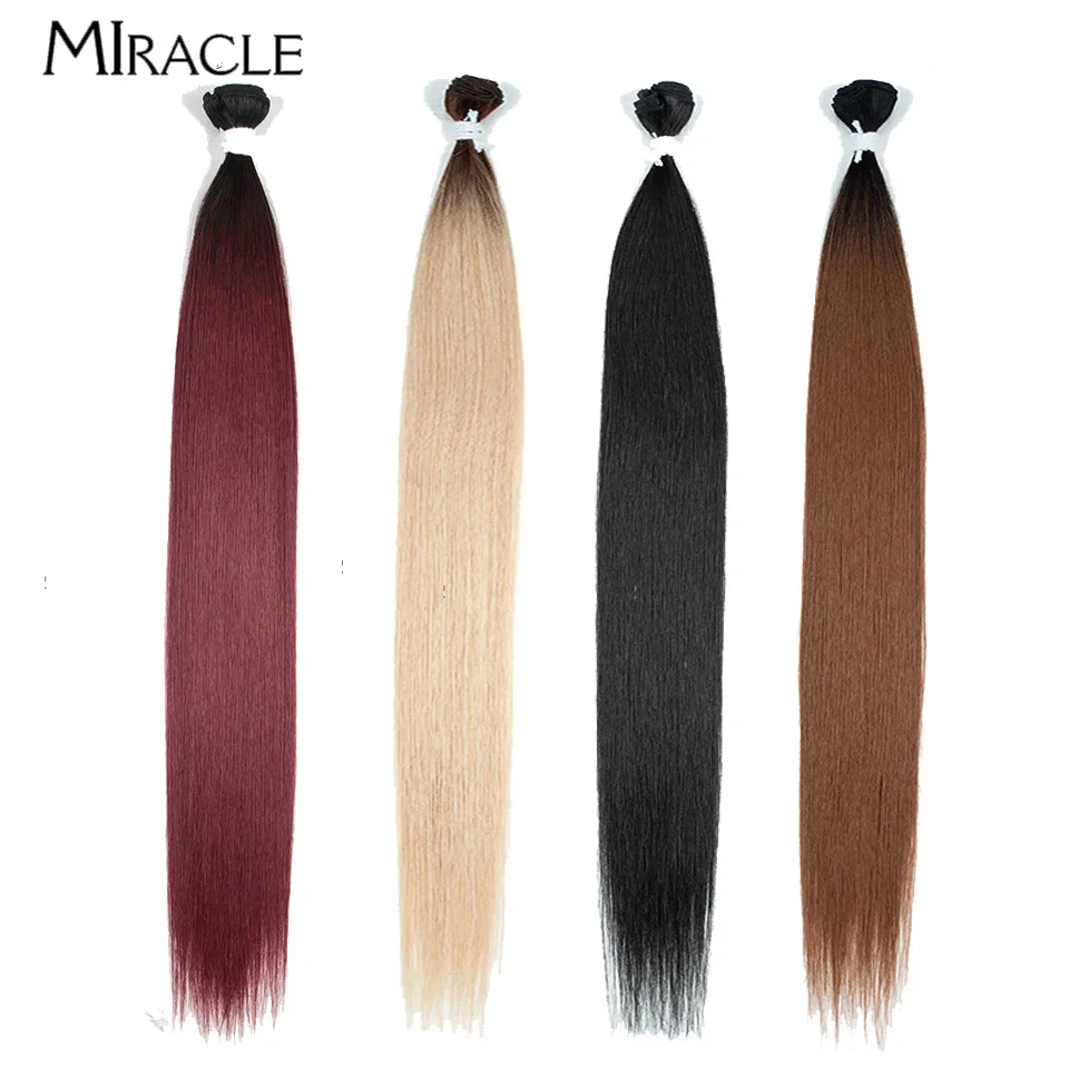 

MIRACLE 30 Inch Long Straight Hair Extensions Natural Synthetic Hair for Women Blonde Red Hairpiece Colored Hair Bundles