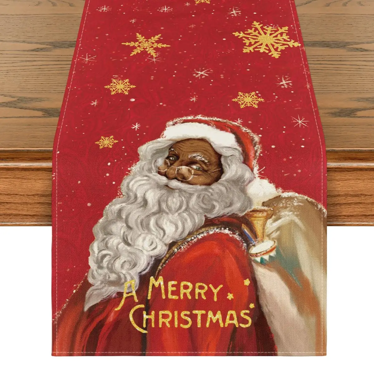 

Santa Claus Merry Christmas Table Runner, Seasonal Winter Xmas Holiday Kitchen Dining Table Decoration for Home Party Decor