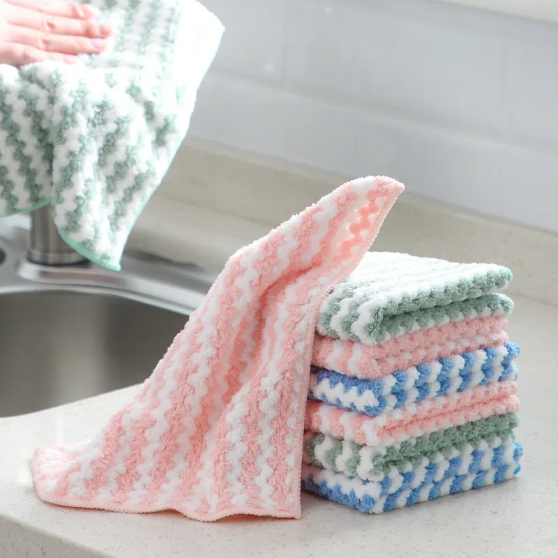

Microfiber Towels Absorbent Cleaning Cloth Non-Stick Oil Dish Towel Dishcloth Wet And Dry Scouring Pads Table Kitchen Clean Rags