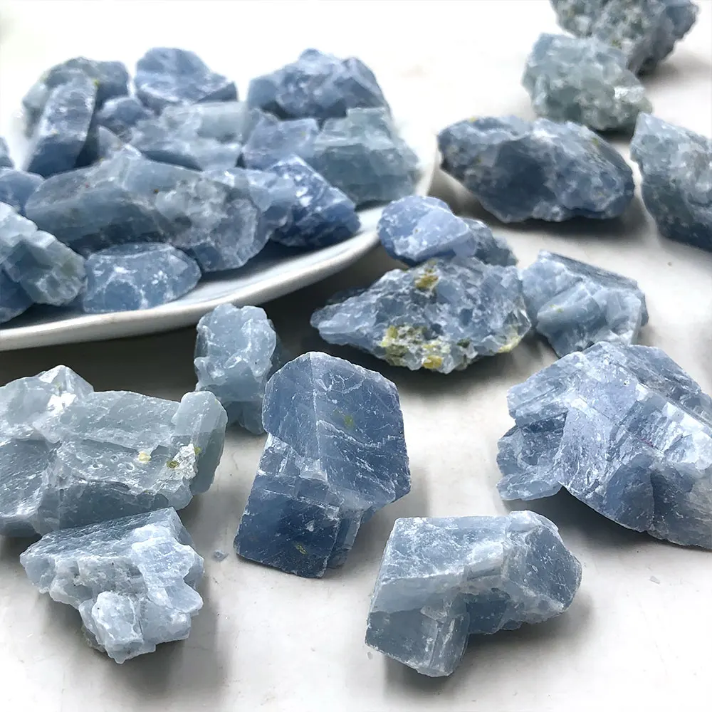 

1kg/2.2LB Bulk Natural Raw Blue Calcite Rough Stone Quartz Crystals Rock Healing Reiki Mineral Home Room Decoration Wholesale