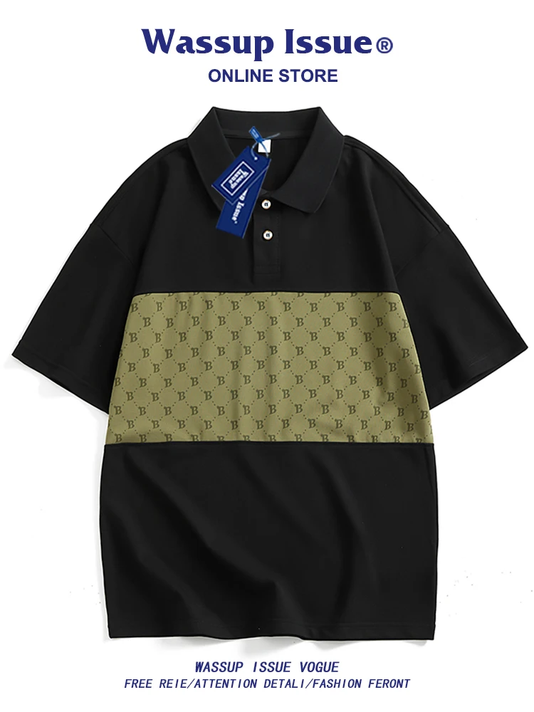 

Рубашка-поло WASSUP с принтом в виде американских букв, летняя Модная брендовая свободная футболка с коротким рукавом для мужчин