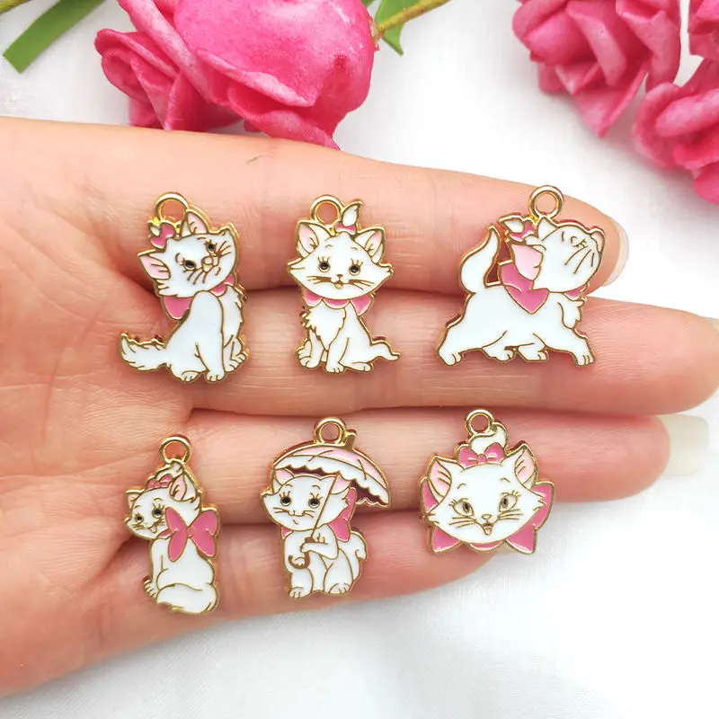 10PCS Cartoon cat Alloy Pendant Bow Cat jewelry charm DIY handmade necklace Keychain pendant Earpiece craft accessories
10PCS Cartoon cat Alloy Pendant Bow Cat jewelry charm DIY handmade necklace Keychain pendant Earpiece craft accessories