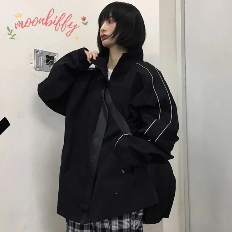 Fashion Jackets Women Spring All-match High Street Pockets Loose BF Outerwear Female Reflective Striped Chic Coats Daily Student
Fashion Jackets Women Spring All-match High Street Pockets Loose BF Outerwear Female Reflective Striped Chic Coats Daily Student