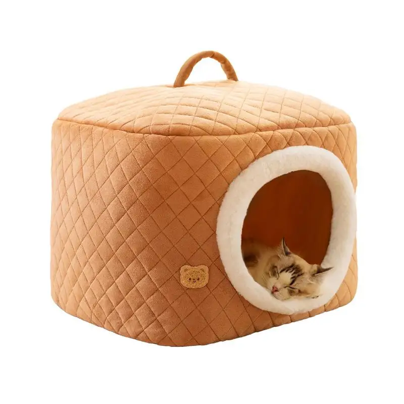 

Складная Лежанка для кошек, теплый удобный домик для домашних питомцев, кровать для маленьких собак и кошек