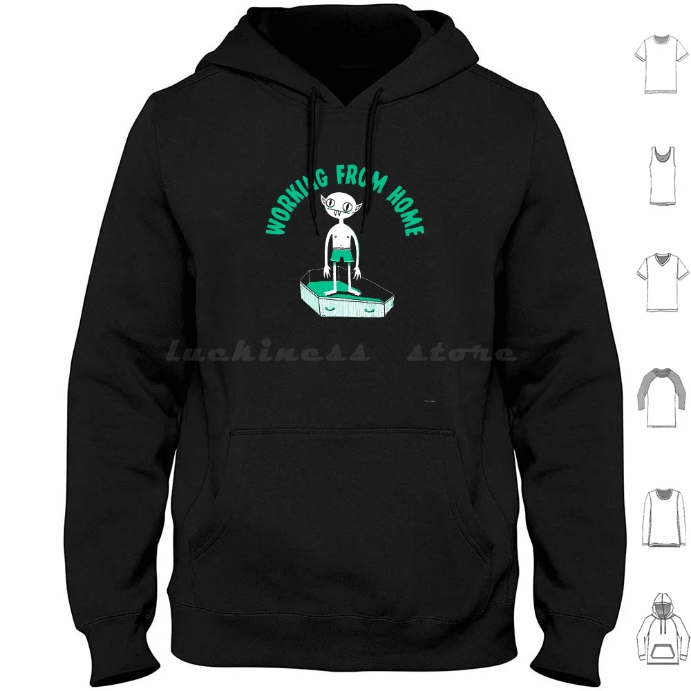 

Working From Home Hoodies Long Sleeve Vampire Coffin Dracula Horror Evil Vintage Retro Humor 2020 Funny Work