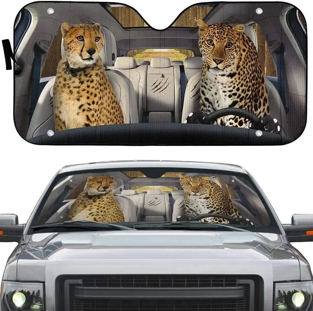 Cheetah And Leopard In Forest Left Hand Drive Car Sunshade, Funny Cheetah And Leopard Wild Animal Driving Auto Sun Shade, Cheeta
Cheetah And Leopard In Forest Left Hand Drive Car Sunshade, Funny Cheetah And Leopard Wild Animal Driving Auto Sun Shade, Cheeta