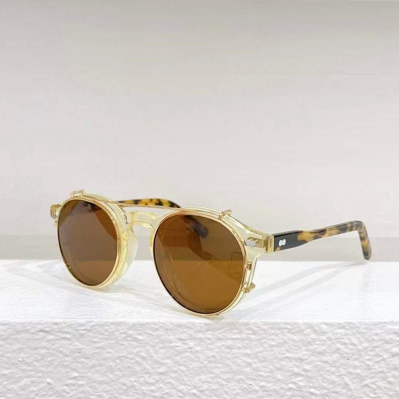 New Fashion Luxury Vintage Sunglasses Solid Acetate MILTZEN Retro Round Detachable Clips-On Design Women Man A+ High Quality
New Fashion Luxury Vintage Sunglasses Solid Acetate MILTZEN Retro Round Detachable Clips-On Design Women Man A+ High Quality