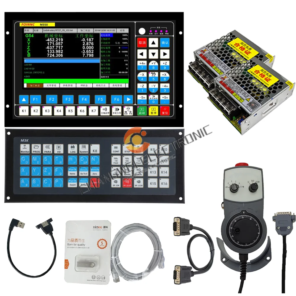 M350 Engraving Machine CNC Controller 3/4/5-Axis Motion Controller System 1MHz G Code + Latest Extended M3K Keyboard+MPG+75W24V
M350 Engraving Machine CNC Controller 3/4/5-Axis Motion Controller System 1MHz G Code + Latest Extended M3K Keyboard+MPG+75W24V