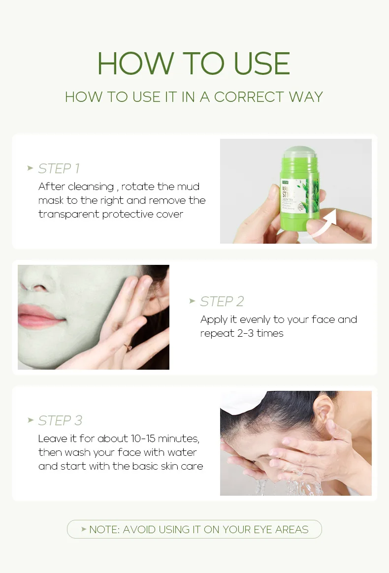 LAIKOU Cleansing Green Stick Green Tea Mask Stick Mask Purifying Clay Stick Mask Solid Mask Oil Control Anti-acne Whitening 40g 8 S9d1bc716c0184c339aab6e2e382e7d27c