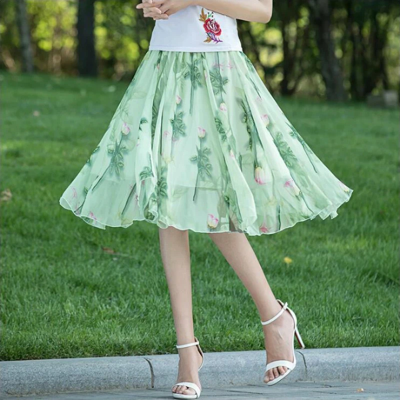 

Новая летняя Модная Повседневная шифоновая юбка с эластичным поясом