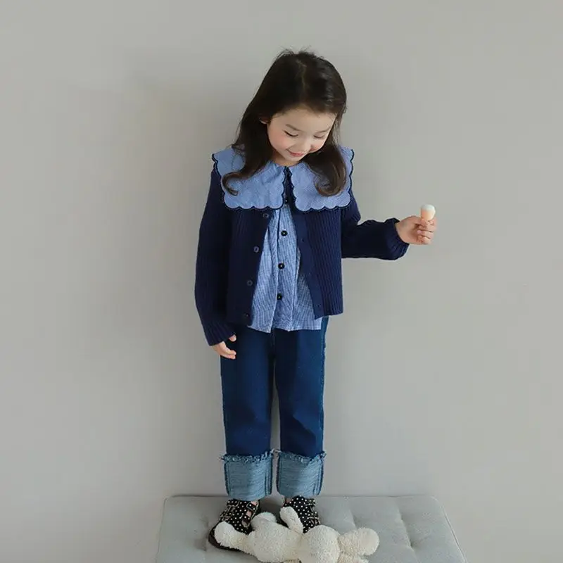 Girls Clothes Suit Spring and Autumn Suit 2024 New Fashion Childrens Lapel Plaid Shirt Wool Knit Cardigan Jeans Three-piece Set
Girls Clothes Suit Spring and Autumn Suit 2024 New Fashion Childrens Lapel Plaid Shirt Wool Knit Cardigan Jeans Three-piece Set