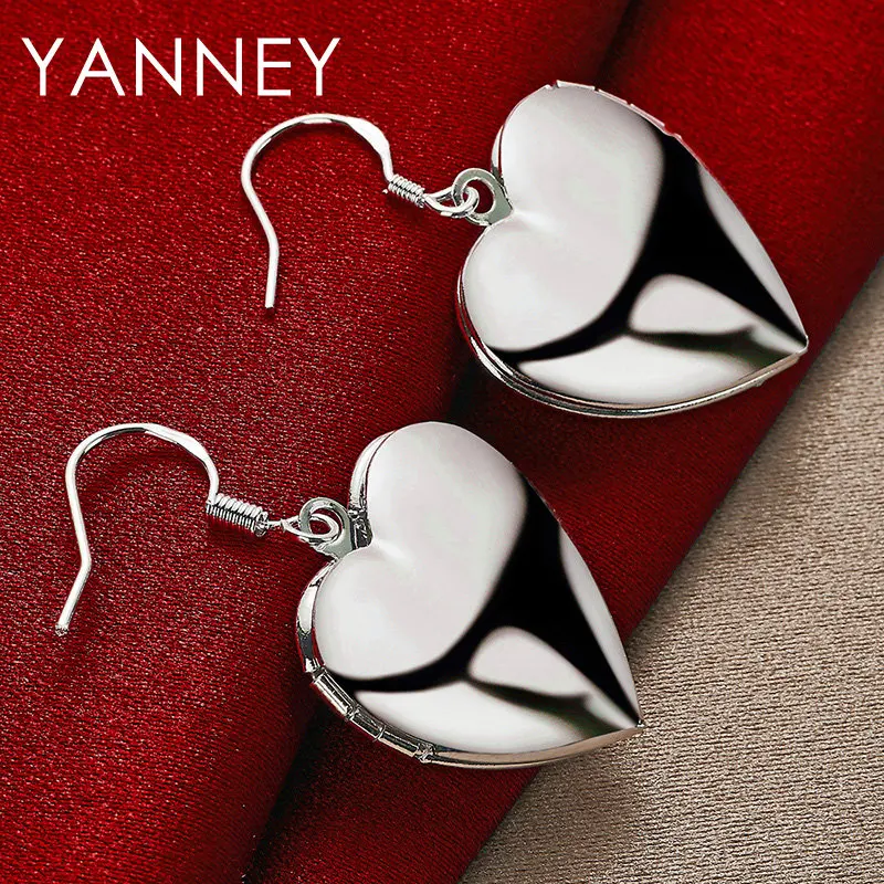 

2024 New 925 Sterling Silver Glossy Heart Earrings For Women Fashion High Quality Wedding Engagement Jewelry Party Accessories