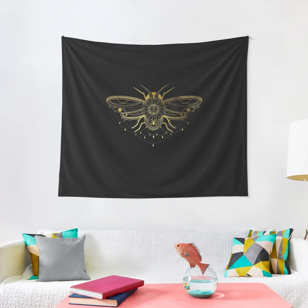

Sunflower Tribal Boho Bee- Gold and Black Tapestry Room Decor Cute Aesthetic Tapestry Bedroom Decorations Wall Coverings