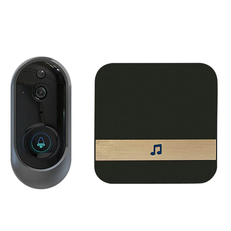 

720P Smart Wifi Doorbell Visual Camera Video Intercom Security 166 Degree Pir Motion Detection With Dingdong Receiver(Us Plug)