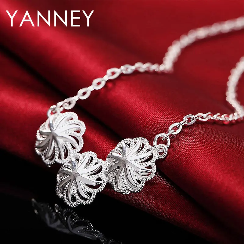 New 925 Sterling Silver 18 Inches Charm 3 Sunflower Necklace For Women Fashion Engagement Gifts Accessories 
New 925 Sterling Silver 18 Inches Charm 3 Sunflower Necklace For Women Fashion Engagement Gifts Accessories