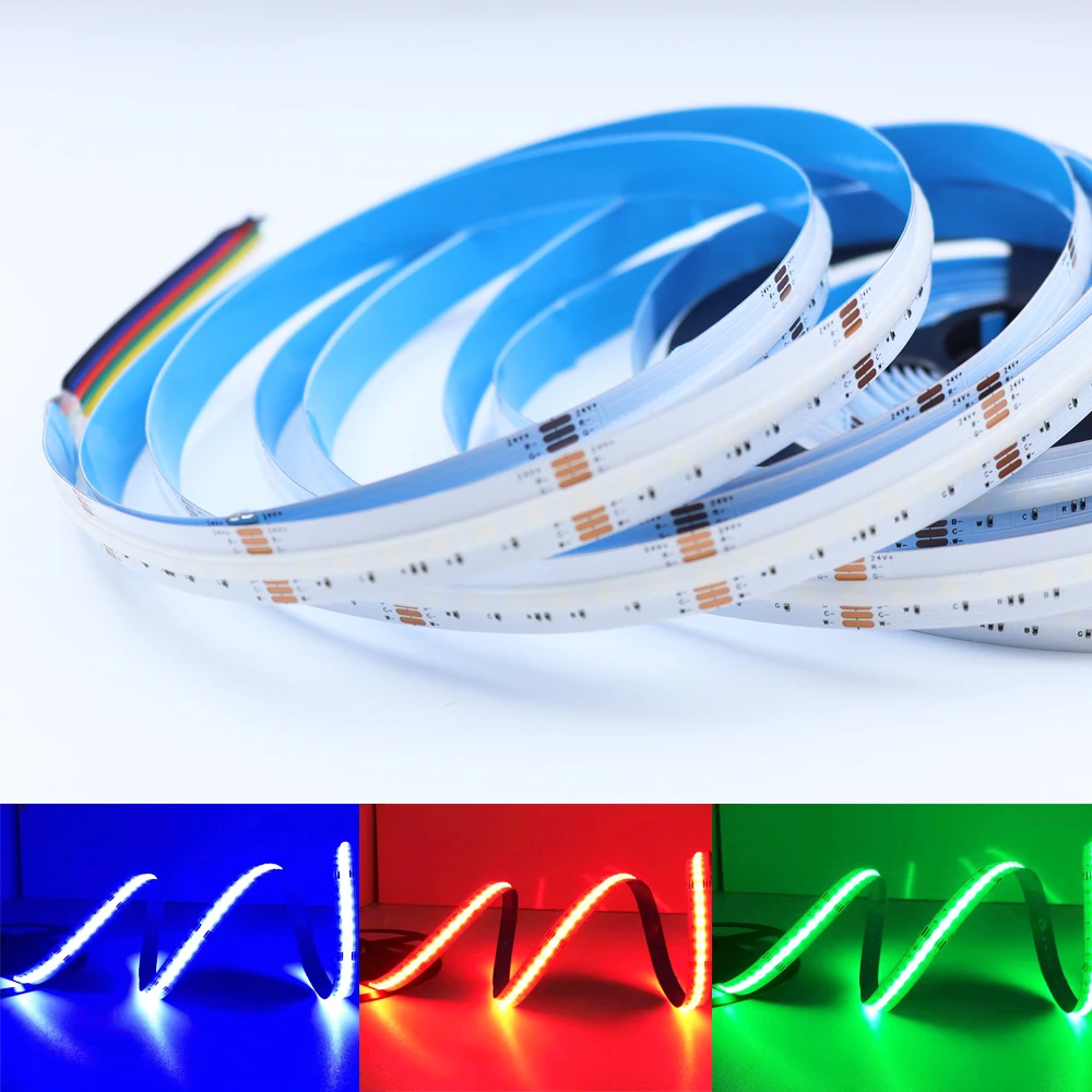 

24V 5in1 COB RGBCW LED Strip 1m 2m 3m 4m 5m RGB+CCT Flexible Lights Tape Band Dimmable Lamp 840leds/m fr Home TV Room Decoration