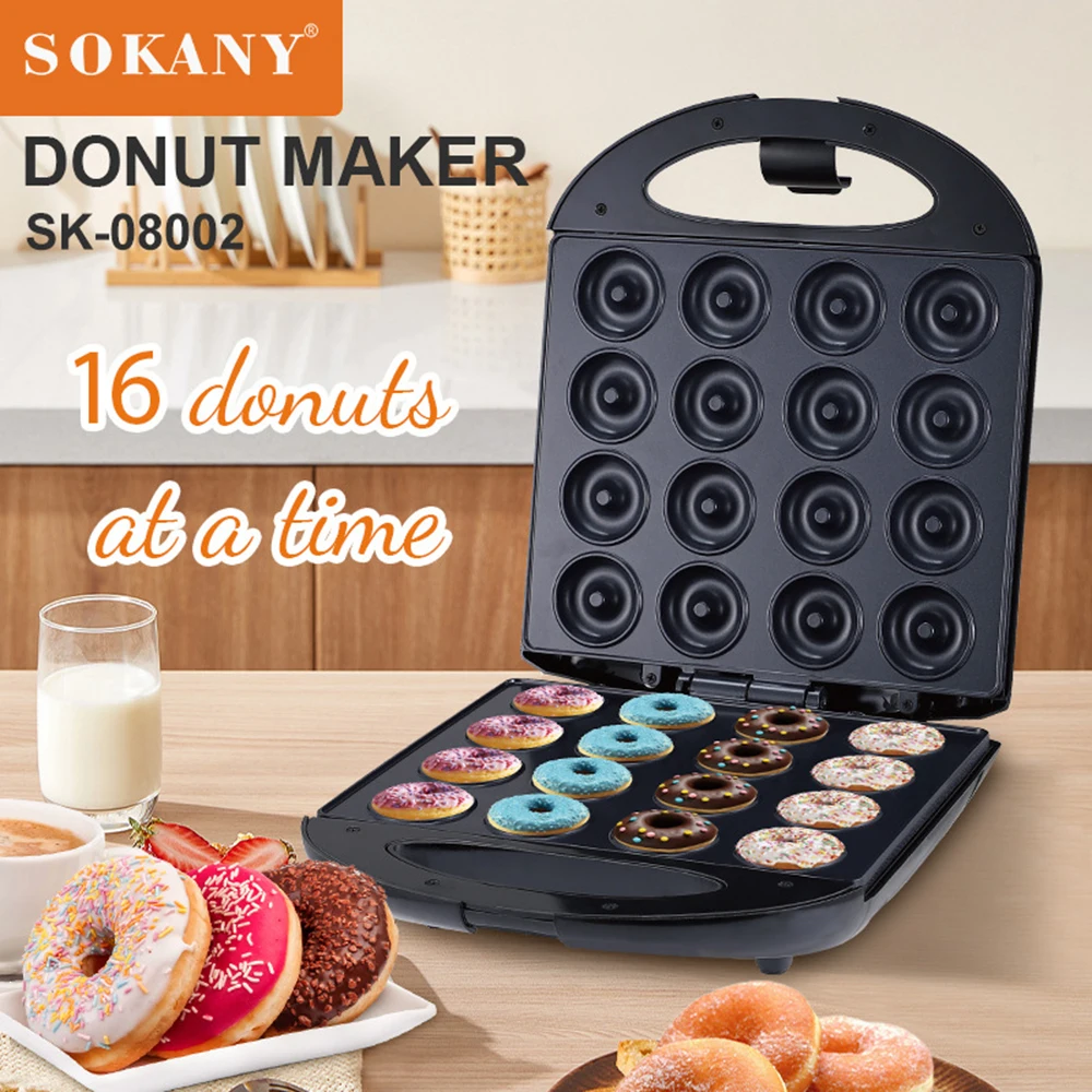 

Electric Donut Makers 220V 1400W Non-Stick Egg Cake Bread Baking Machine For Children Snacks Desserts Breakfast Makes 16 Donuts