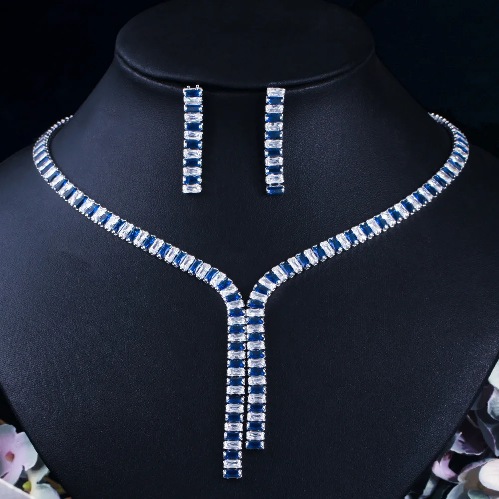 Luxury Evening Dress Jewelry Set Colorful Geometric CZ Choker Necklace Earrings for Wedding Brides Statement Jewelry for Women
Luxury Evening Dress Jewelry Set Colorful Geometric CZ Choker Necklace Earrings for Wedding Brides Statement Jewelry for Women