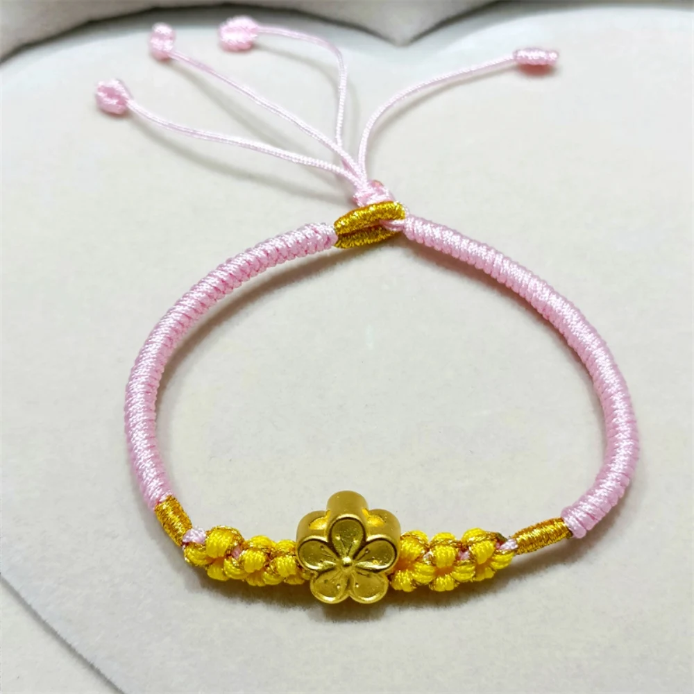 New Pure 24K Yellow Gold Bracelet 3D Flower Bead Pink Weave Bracelet Women Gift
New Pure 24K Yellow Gold Bracelet 3D Flower Bead Pink Weave Bracelet Women Gift