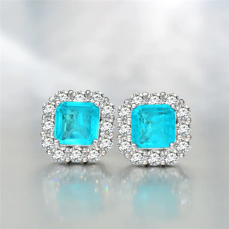 Luxury Princess Paraiba Tourmal Double Stud Earrings S925 Silver Accessories Vintage Party Elegant Versatile Women Earrings Gift
Luxury Princess Paraiba Tourmal Double Stud Earrings S925 Silver Accessories Vintage Party Elegant Versatile Women Earrings Gift