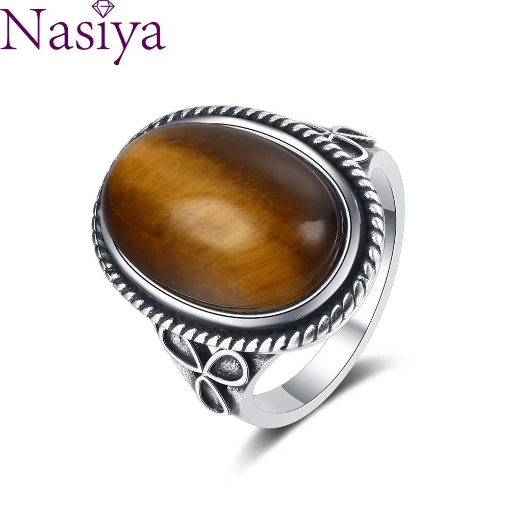 Nasiya Oval Large Natural Tiger Eye Rings S925 Sterling Silver Jewelry for Women Vintage Engagement Wedding Anniversary Gift
Nasiya Oval Large Natural Tiger Eye Rings S925 Sterling Silver Jewelry for Women Vintage Engagement Wedding Anniversary Gift