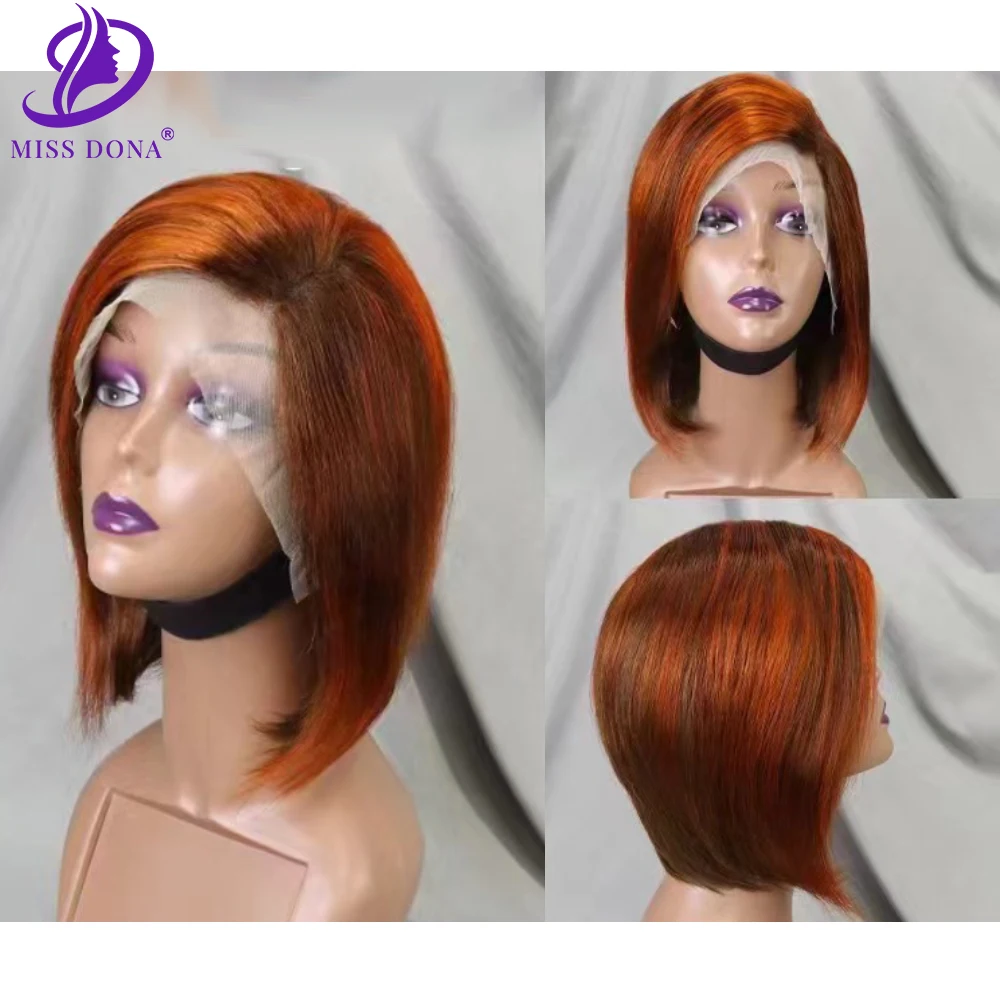 

Highlighted Ginger Bob Short Human Hair Wigs 13x4 Lace Frontal Wig Straight Brazilian Human Remy Hair for Africa Women