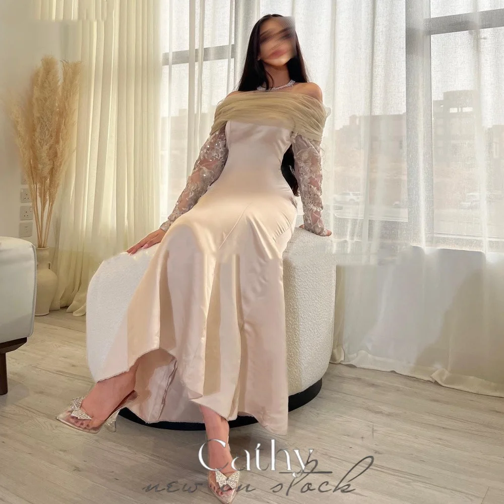 Cathy Elegantly Fishtail فساتين سهره فاخره2023 Satin Off Shoulder Prom Dresses Sexy Lace Glitter Long Sleeves Vestidos De Noche
Cathy Elegantly Fishtail فساتين سهره فاخره2023 Satin Off Shoulder Prom Dresses Sexy Lace Glitter Long Sleeves Vestidos De Noche