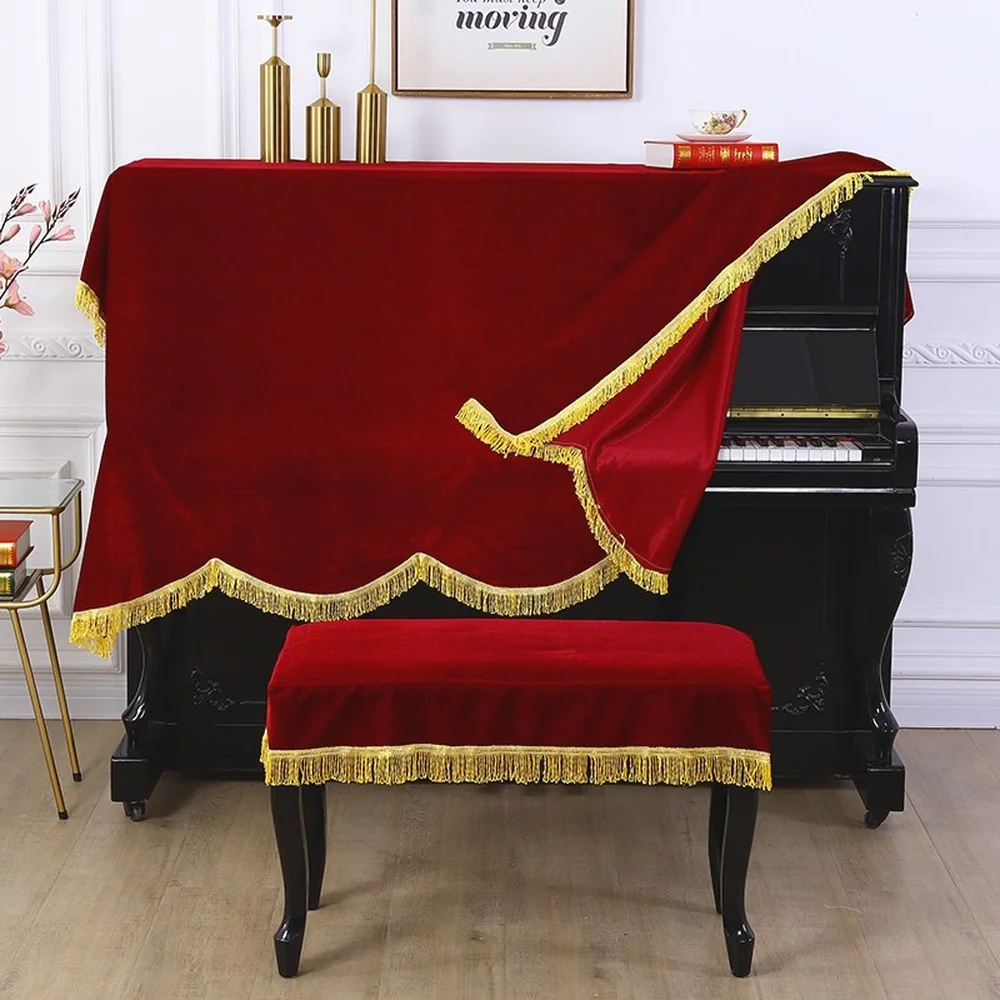 

1pc Quality Gold Velvet Piano Cover/Piano Bench Stool Dust Cover Luxury Thicken Soft Cloth Piano Scratch-proof Protective Sleeve