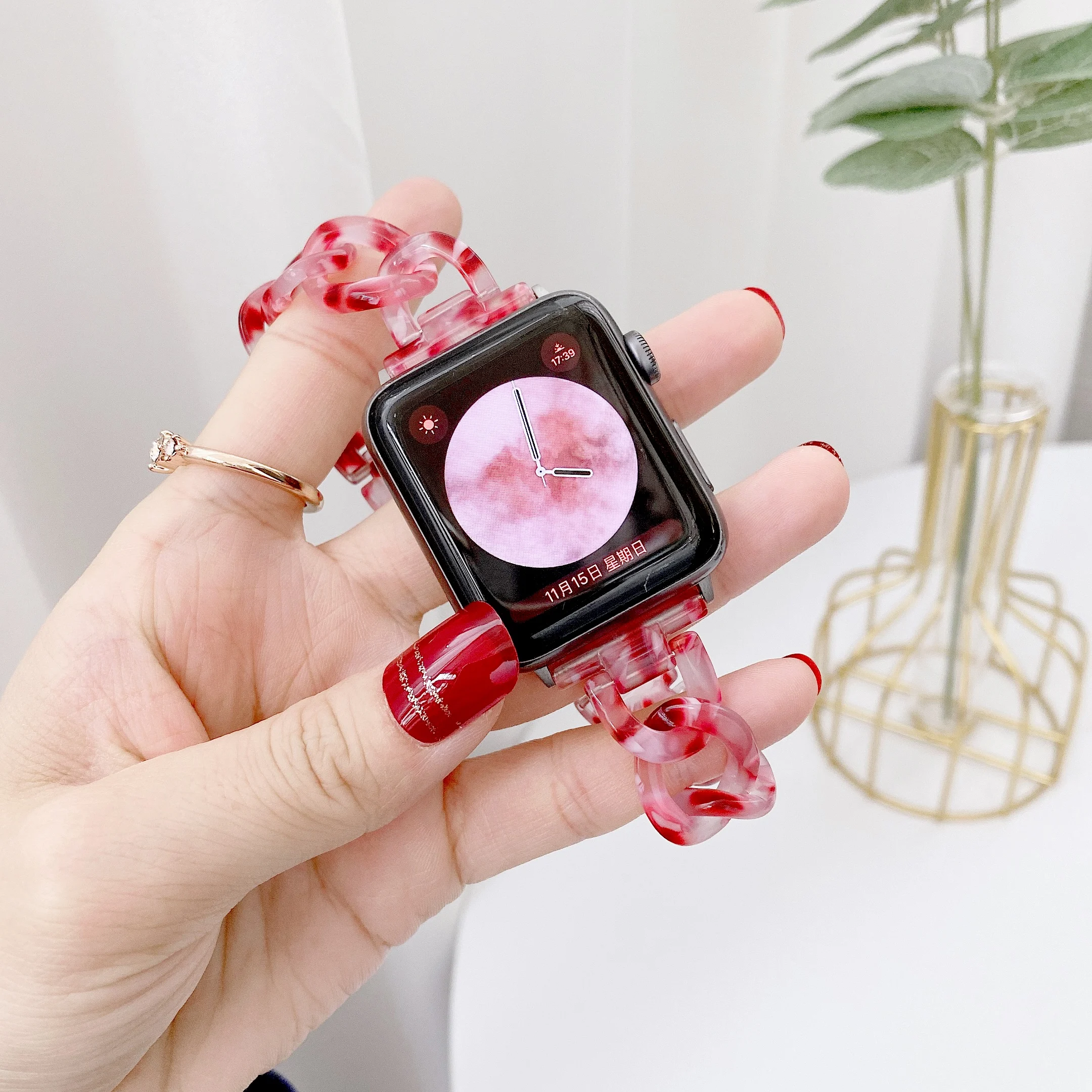 Resin strap compatible for Apple watch Ultra 9 8 7 6 5 4 SE 41mm 45mm 44mm 40mm Woman bracelet wristband for iwatch 3 42mm strap
Resin strap compatible for Apple watch Ultra 9 8 7 6 5 4 SE 41mm 45mm 44mm 40mm Woman bracelet wristband for iwatch 3 42mm strap