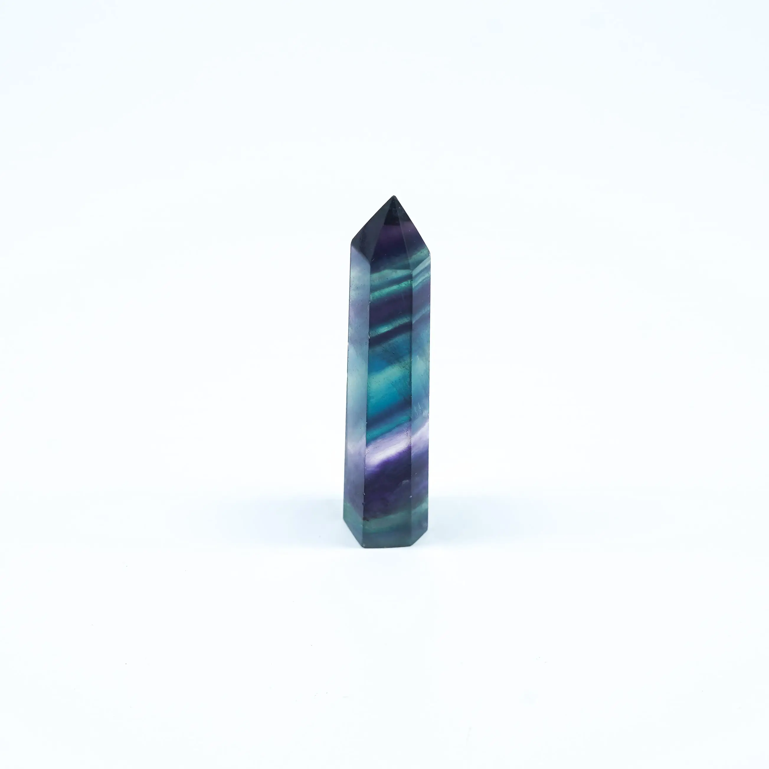 

Natural Energy Colored Fluorite Crystal Point Prism Crafts Stone Tower Mineral Wand Home Decoration Hexagonal Reiki Chakra Gift