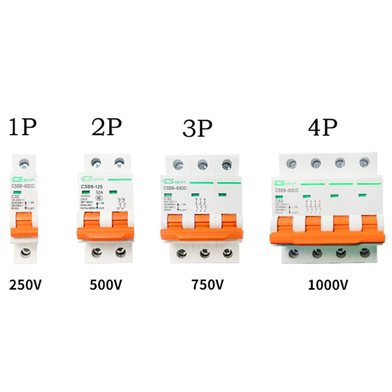 

DC Solar PV Circuit Breaker 1P 2P 3P 4P 250v/500v/750v/1000v MCB Mini Protector 6A 10A 20A 25A 32A 40A 50A 63A 80A 100A 125A