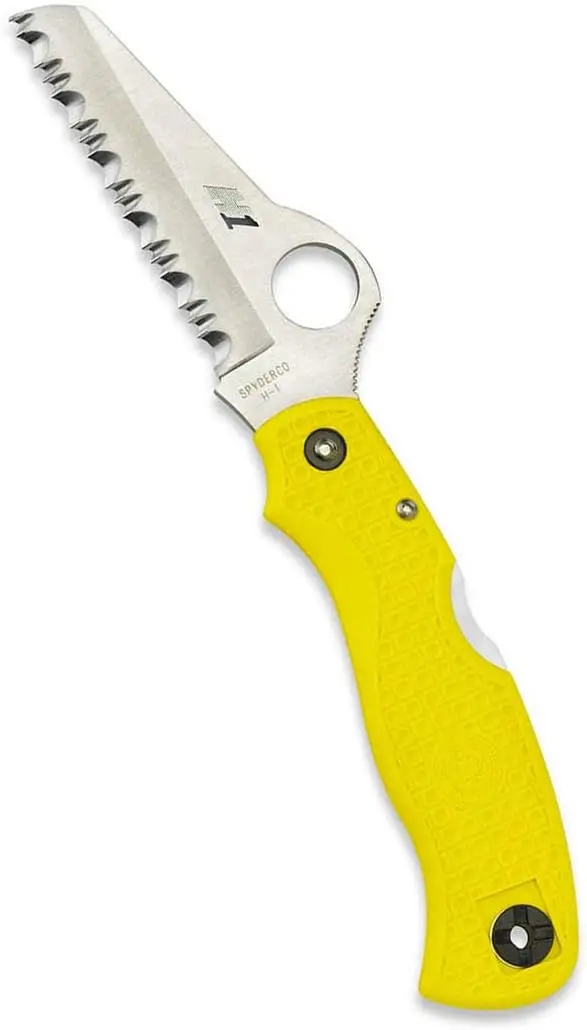 

Salt Knife with 3.09" H-1 Corrosion-Resistant Stainless Steel Blade and Lightweight Yellow FRN Handle - SpyderEdge -C118SYL