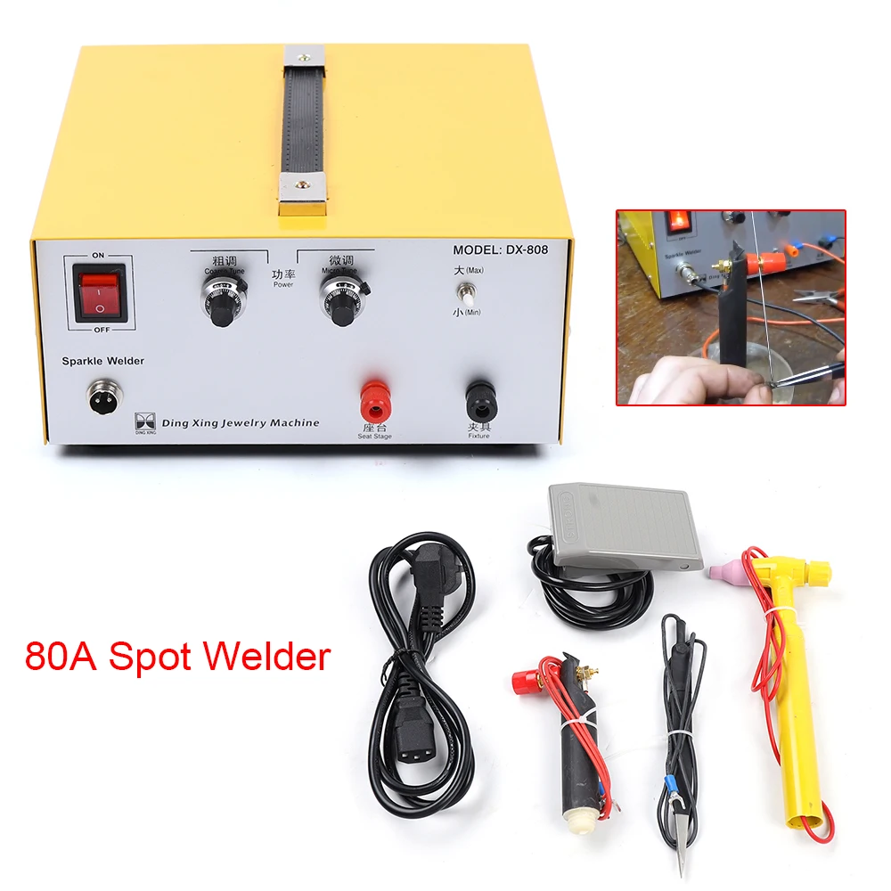 

80A DX-808 Pulse Sparkle Spot Welder Gold Silver Jewelry Machine Tool 220V 80A Electric Pulse Spot Welder Machine Gold Silver