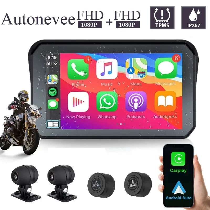 Autonevee Top Motorcycle Carplay Waterproof 1080P 5 Inch WIFI Wireless Android Auto DVR Monitor Dash Cam GPS Navigation TPMS SD
Autonevee Top Motorcycle Carplay Waterproof 1080P 5 Inch WIFI Wireless Android Auto DVR Monitor Dash Cam GPS Navigation TPMS SD