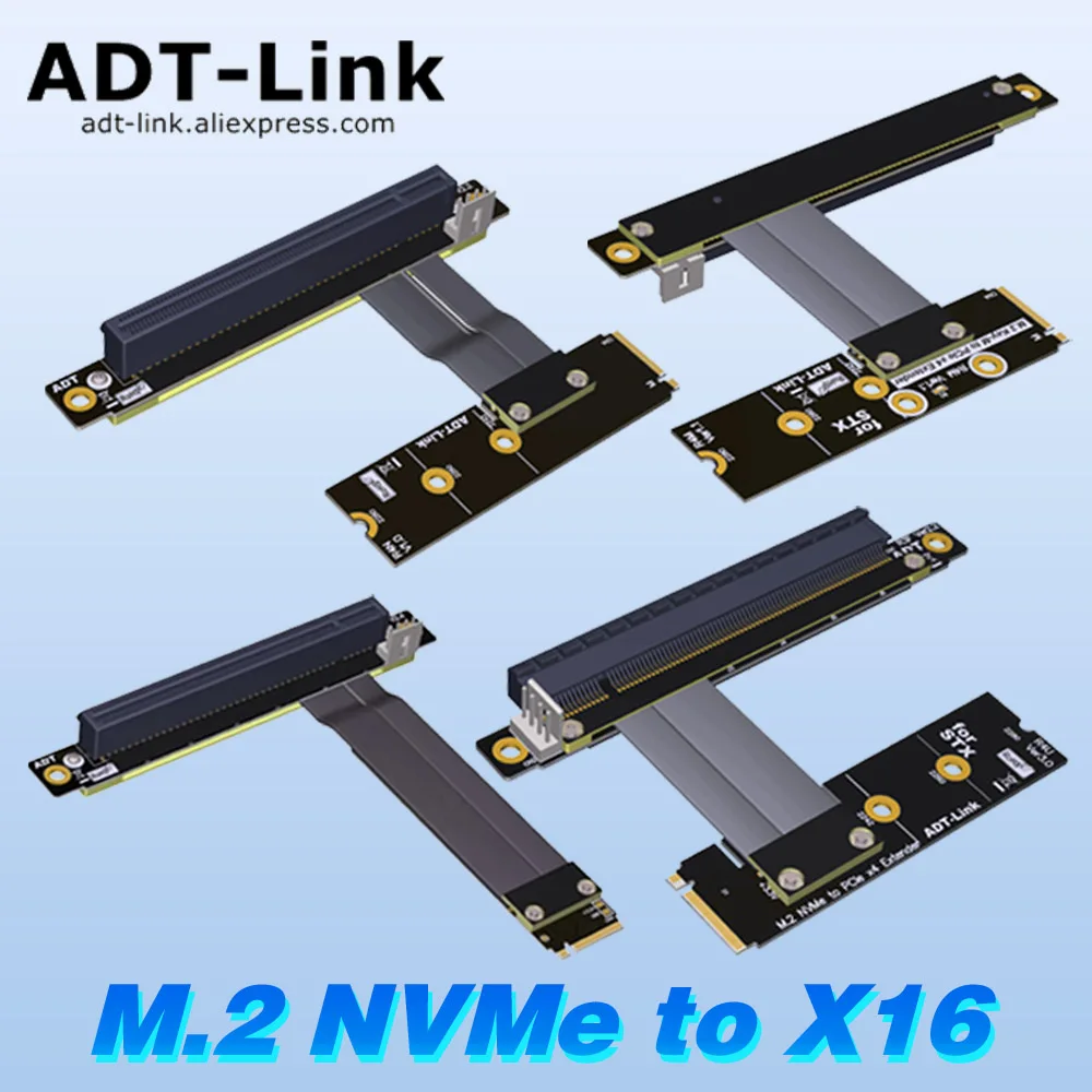 

Кабель-удлинитель ADT M.2 NGFF NVMe Key M для PCIE x16, переходник для видеокарты, 16x PCI-e PCI-Express для M2 2230 2242 2260 2280